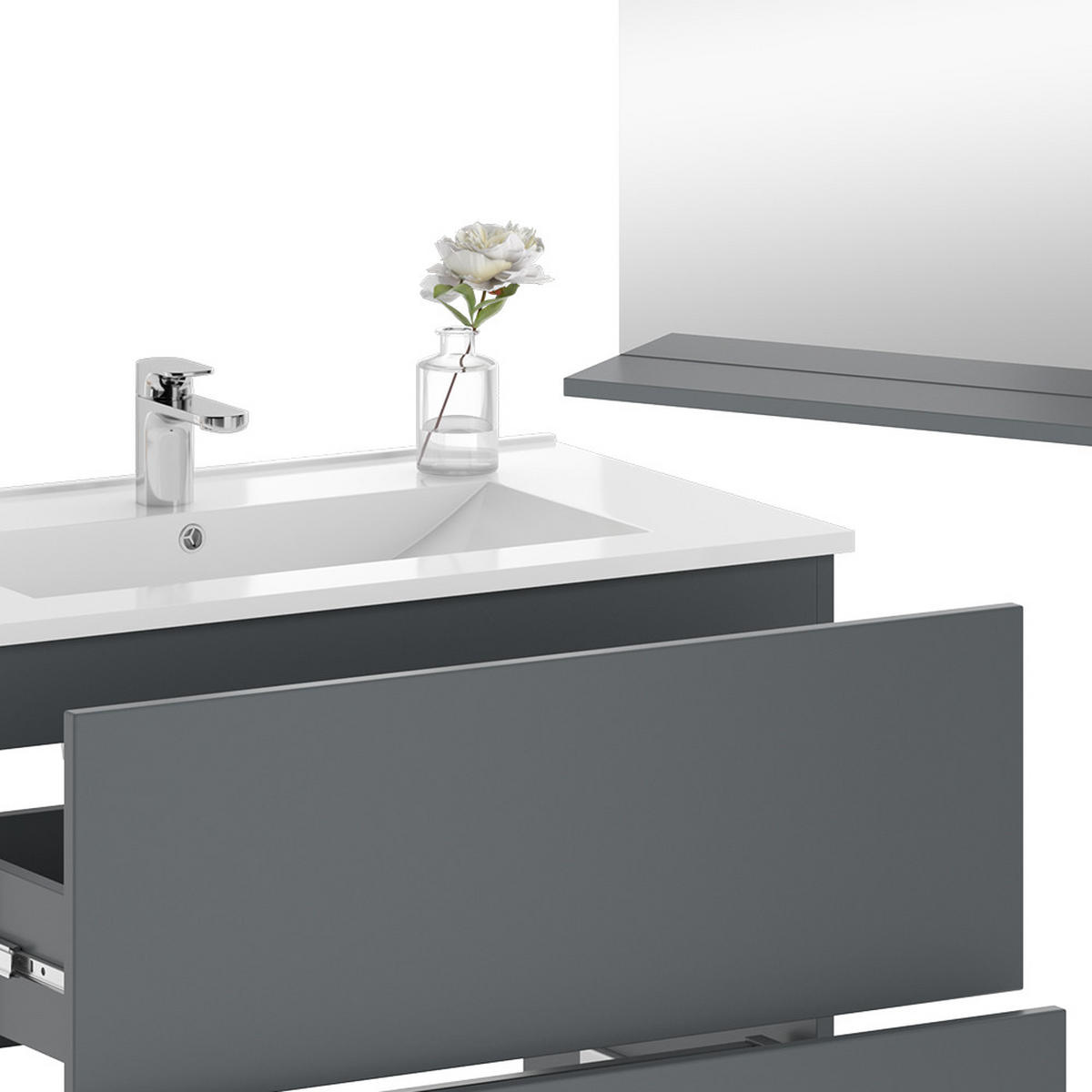BADMÖBEL-SET Izan Grau 3 Teile - Grau, Holzwerkstoff (80/59.3/46cm) - Vicco