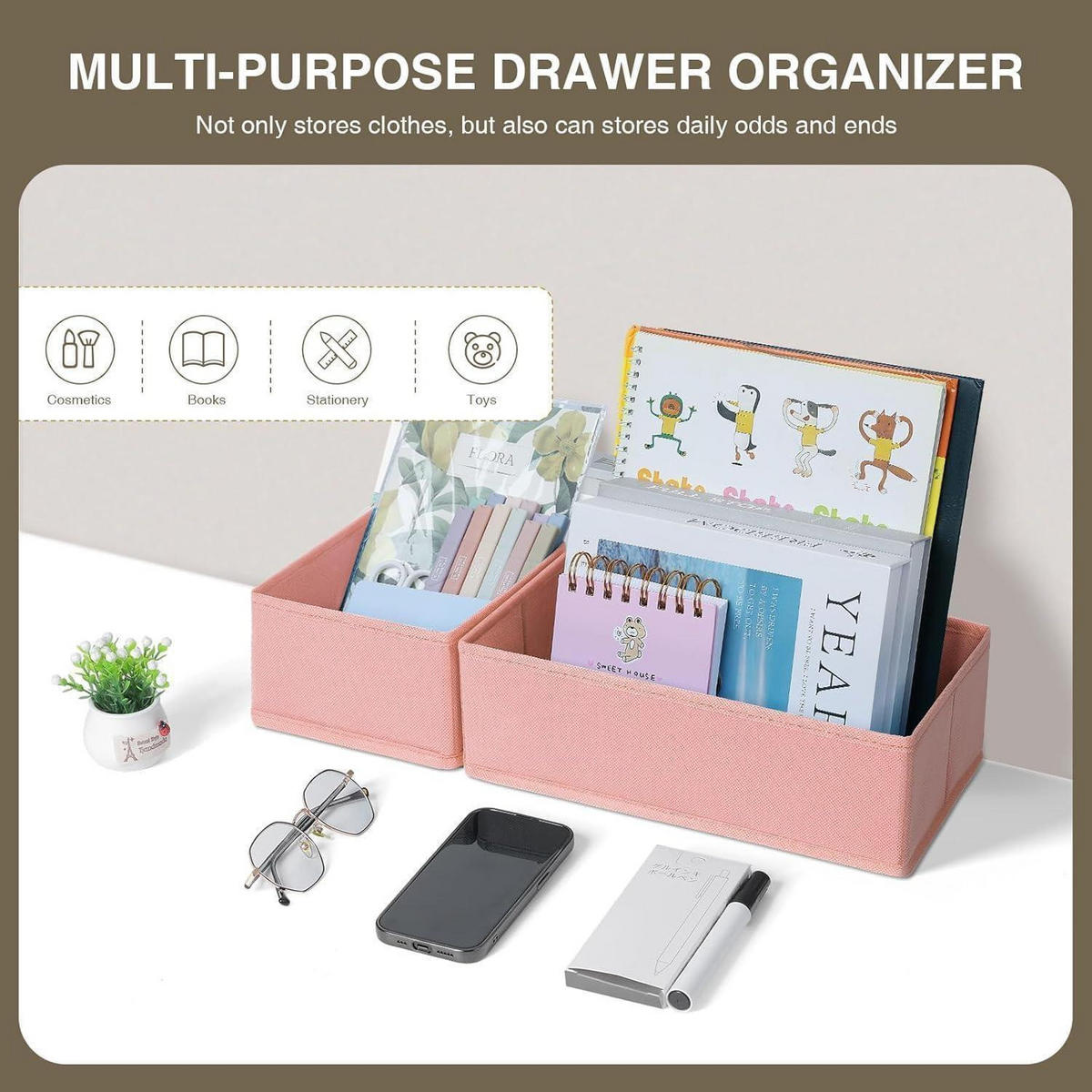 SCHUBLADEN Organizer faltbar für Kleiderschrank, 12-teilig Rosa - Rosa, Textil (15/9/30cm)