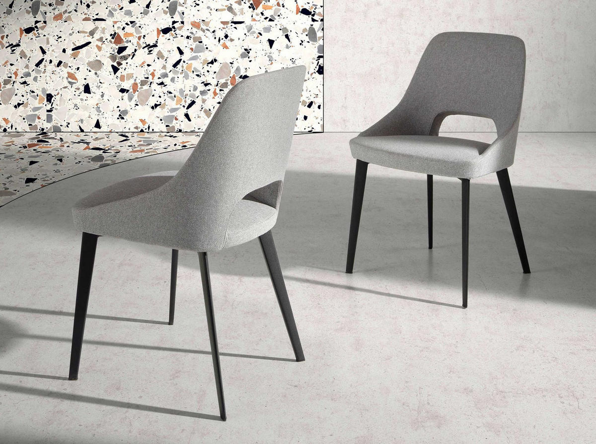 STUHL aus grauem Stoff - Schwarz/Grau, Textil/Metall (50/81/50cm) - ANGEL CERDA