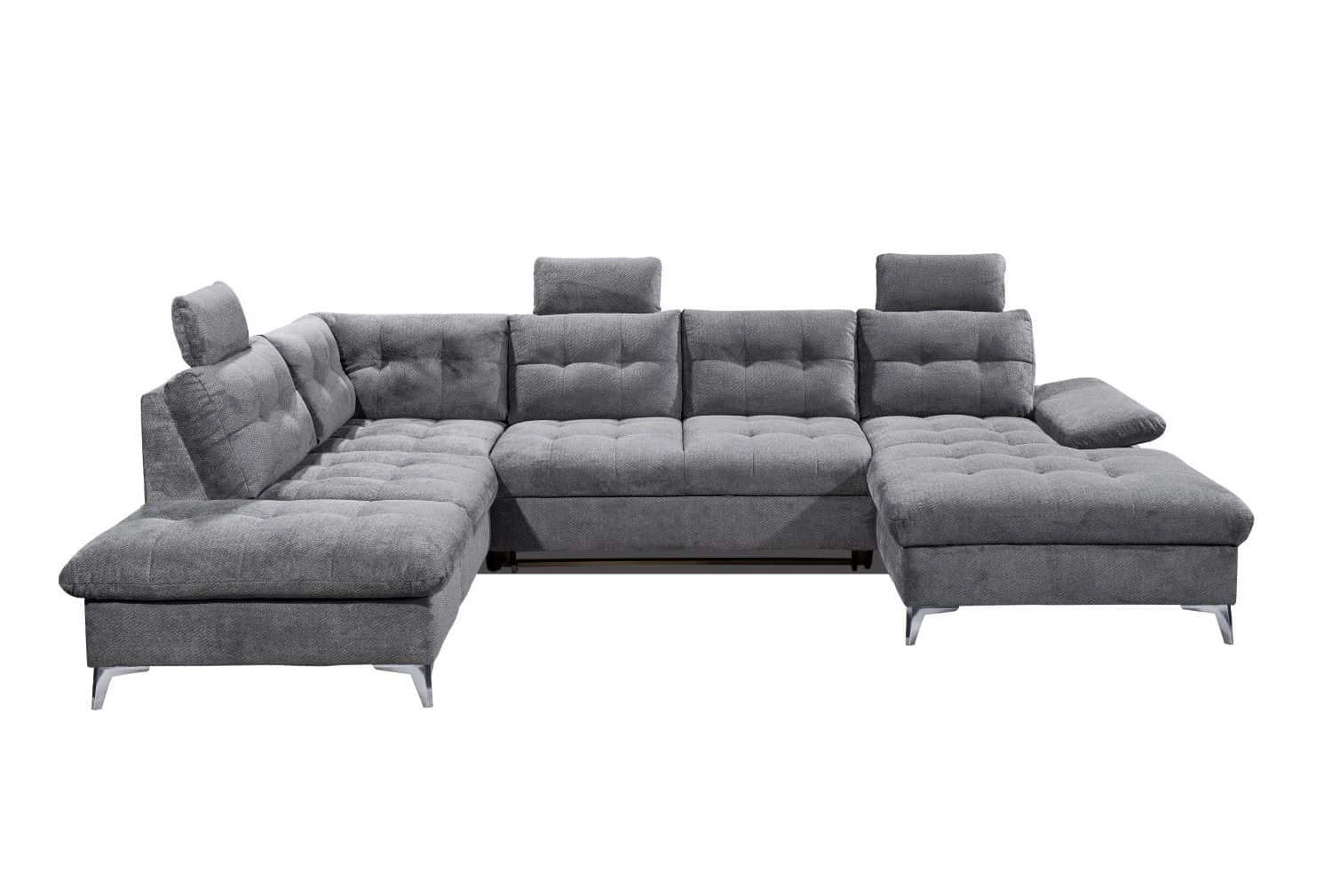 WOHNLANDSCHAFT mit Schlaffunktion und Bettkasten - Chromfarben/Titanfarben, Holz/Kunststoff (324/107/218cm) - ed exciting design