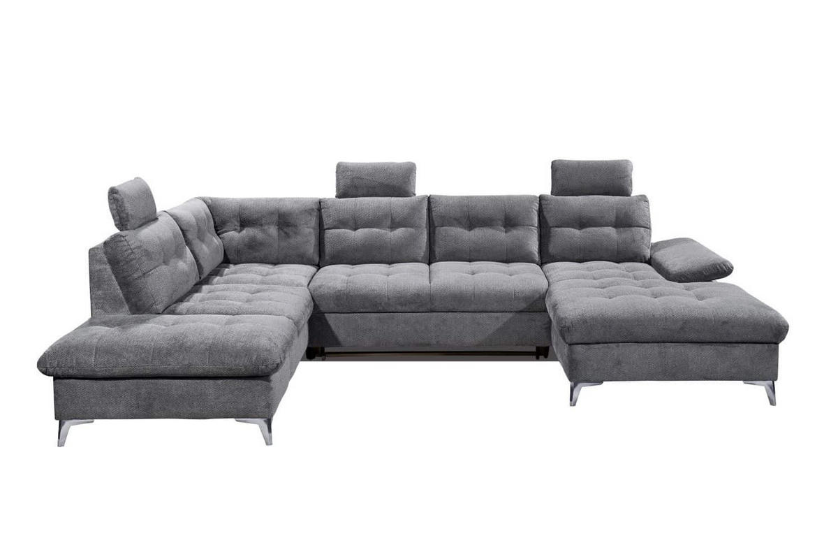 WOHNLANDSCHAFT mit Schlaffunktion und Bettkasten - Chromfarben/Titanfarben, Holz/Kunststoff (324/107/218cm) - ed exciting design