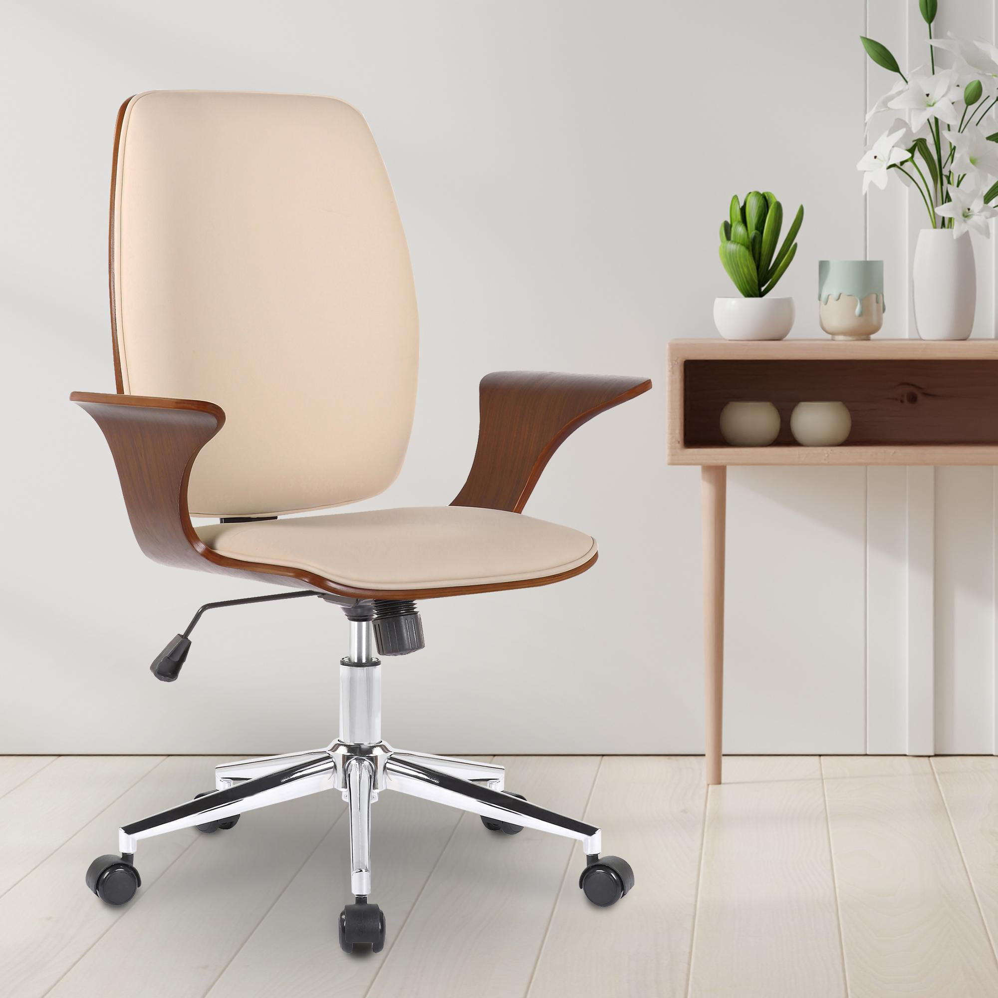 DREHSTUHL Lederlook walnuss/creme - Chromfarben/Walnussfarben, Textil/Metall (67/93/68cm) - CLP