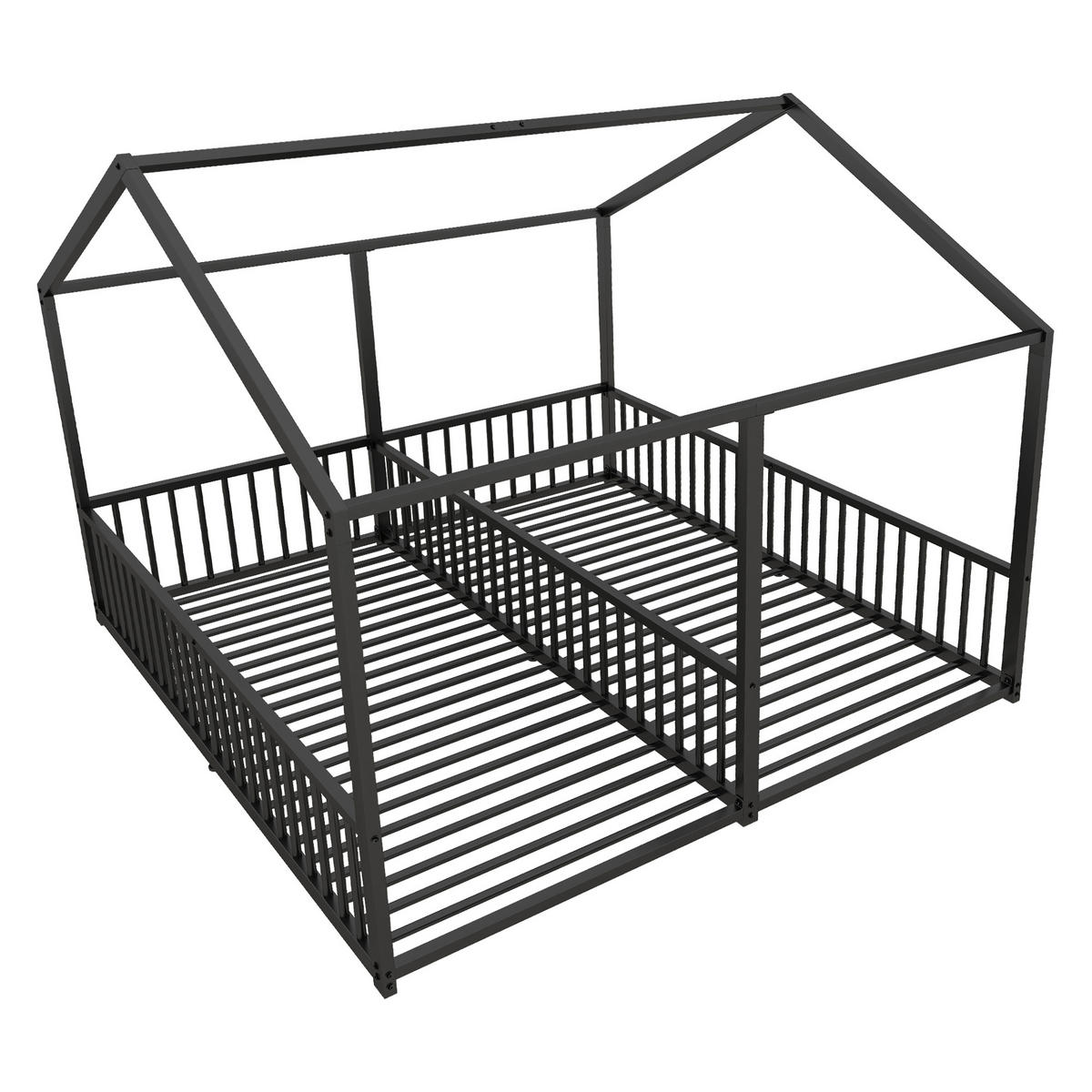 METALLBETT 90x200 cm Hausdesign schwarz - Schwarz, Metall (90/200cm) - LEBENLANG