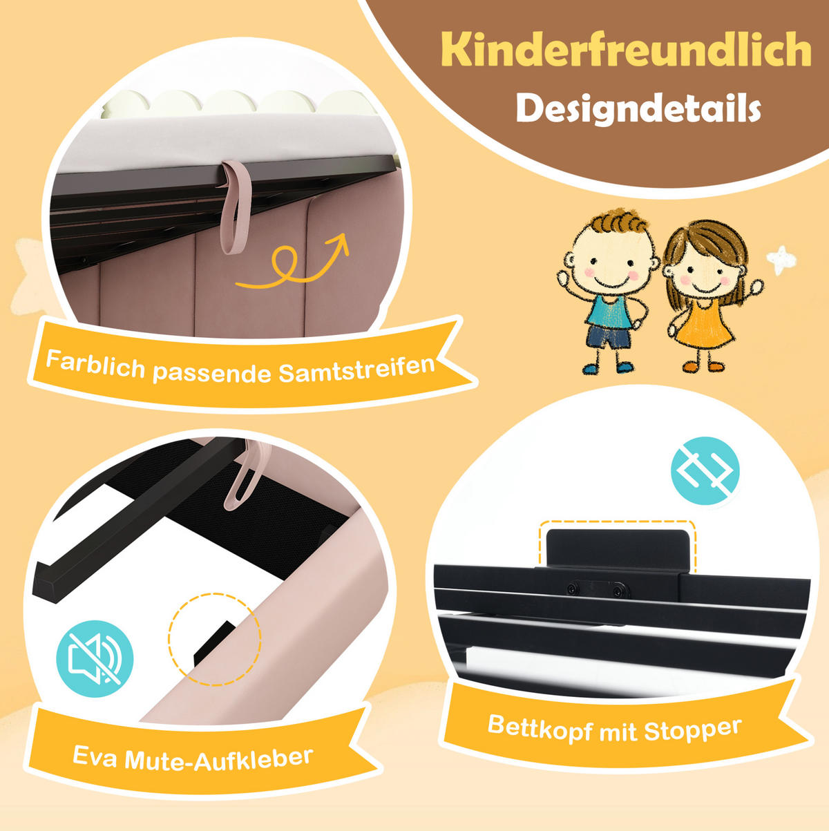 TAGESBETT 90/190 cm Rosa aus Samt mit Stauraum und Lattenrost - Rosa, Textil (90/190cm) - OKWISH