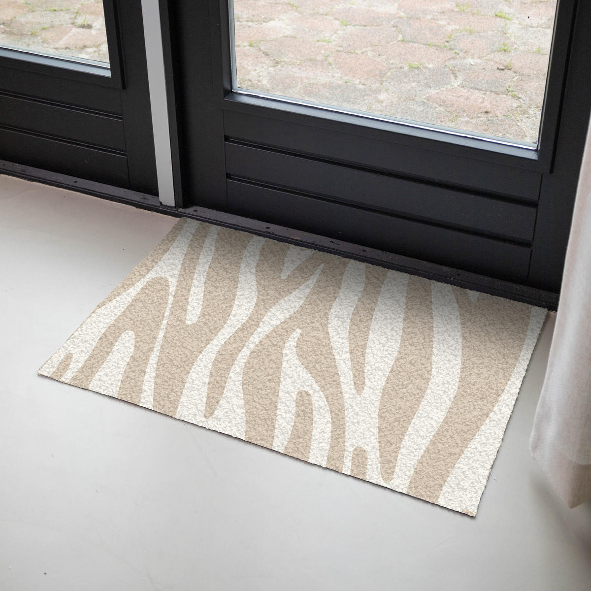 ROHOŽKA Zebra print - Béžová - Bílá - Zvířecí potisk 90x60 cm - béžová, plast/umělá hmota (90/0.4cm) - MuchoWow