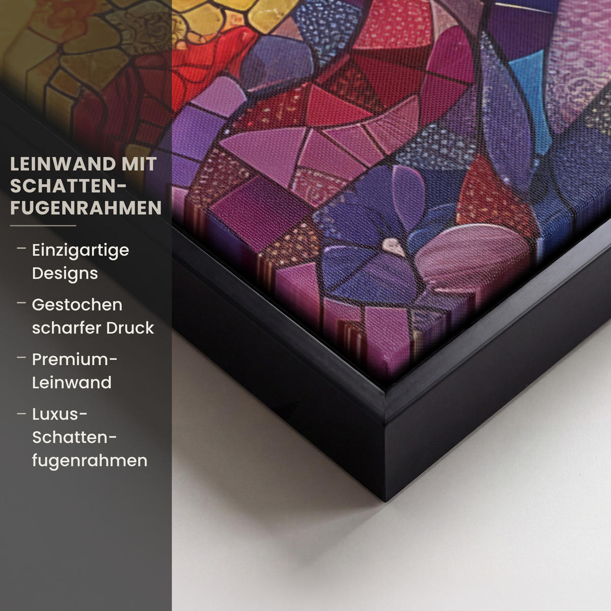 LEINWAND Bilder mit Rahmen - Kunst - Baum des Lebens - Blumen - Hippie - 40x60 - Dunkelblau, Textil (40/60cm) - MuchoWow