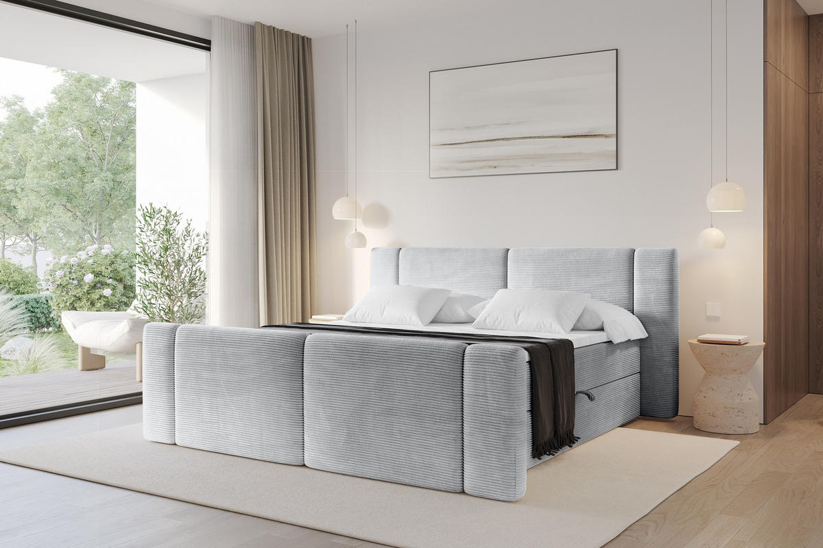 BOXBETT mit Matratze H3 - EVON Zanozek - 140x200 cm Grau - Graubraun, Holzwerkstoff (140/200cm) - ALTDECOR