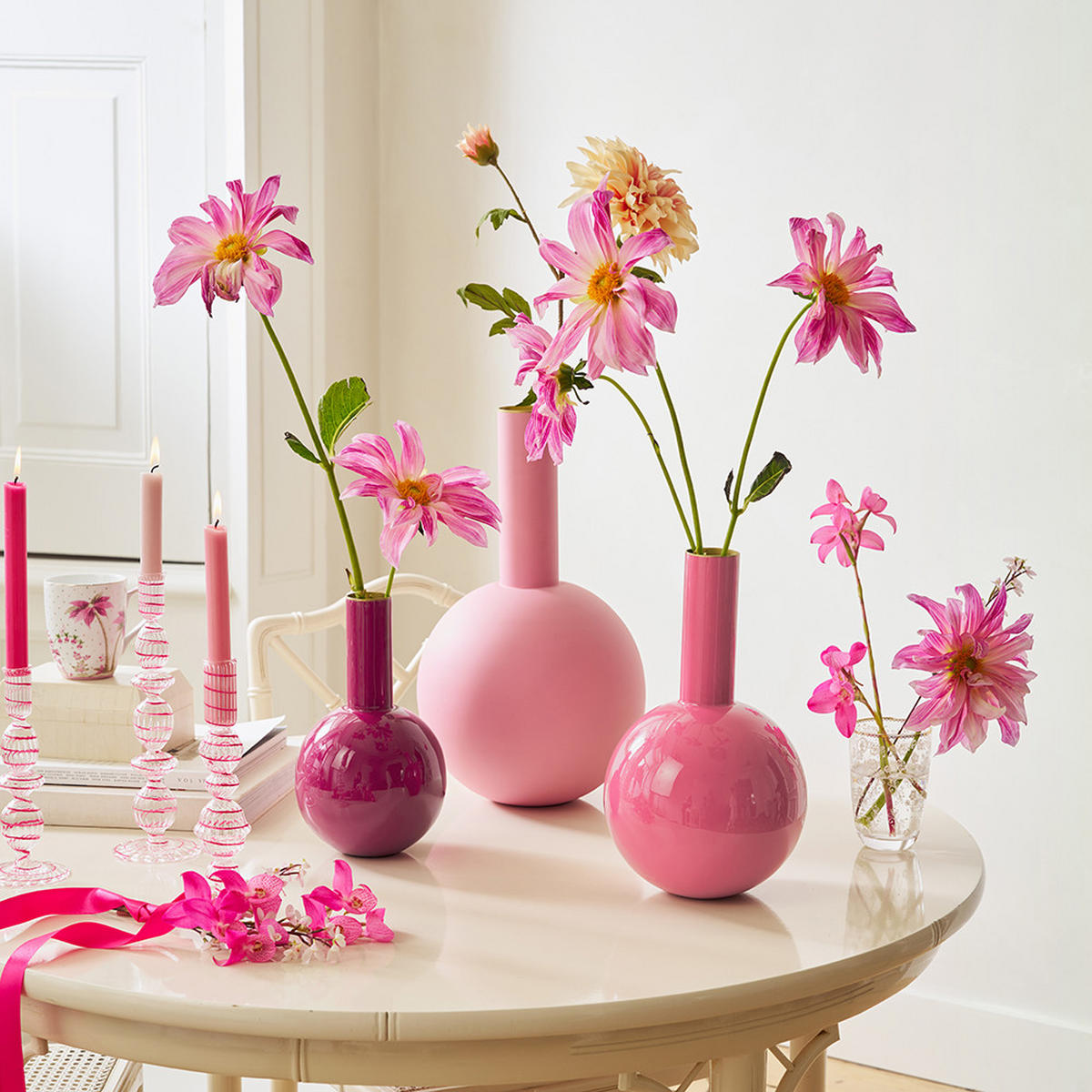 VASE Metal large matt light rosa 24.5x42 cm - Hellrosa, Metall (42cm) - Pip Studio