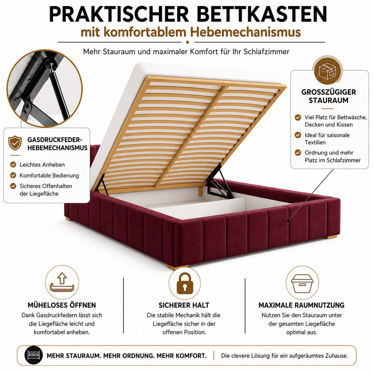 POLSTERBETT Nero 120x200 cm, Doppelbett mit Bettkasten und Lattenrost aus Holz, Velourstoff: Lila - Lila, Holz/Textil (120/200cm) - Marpur