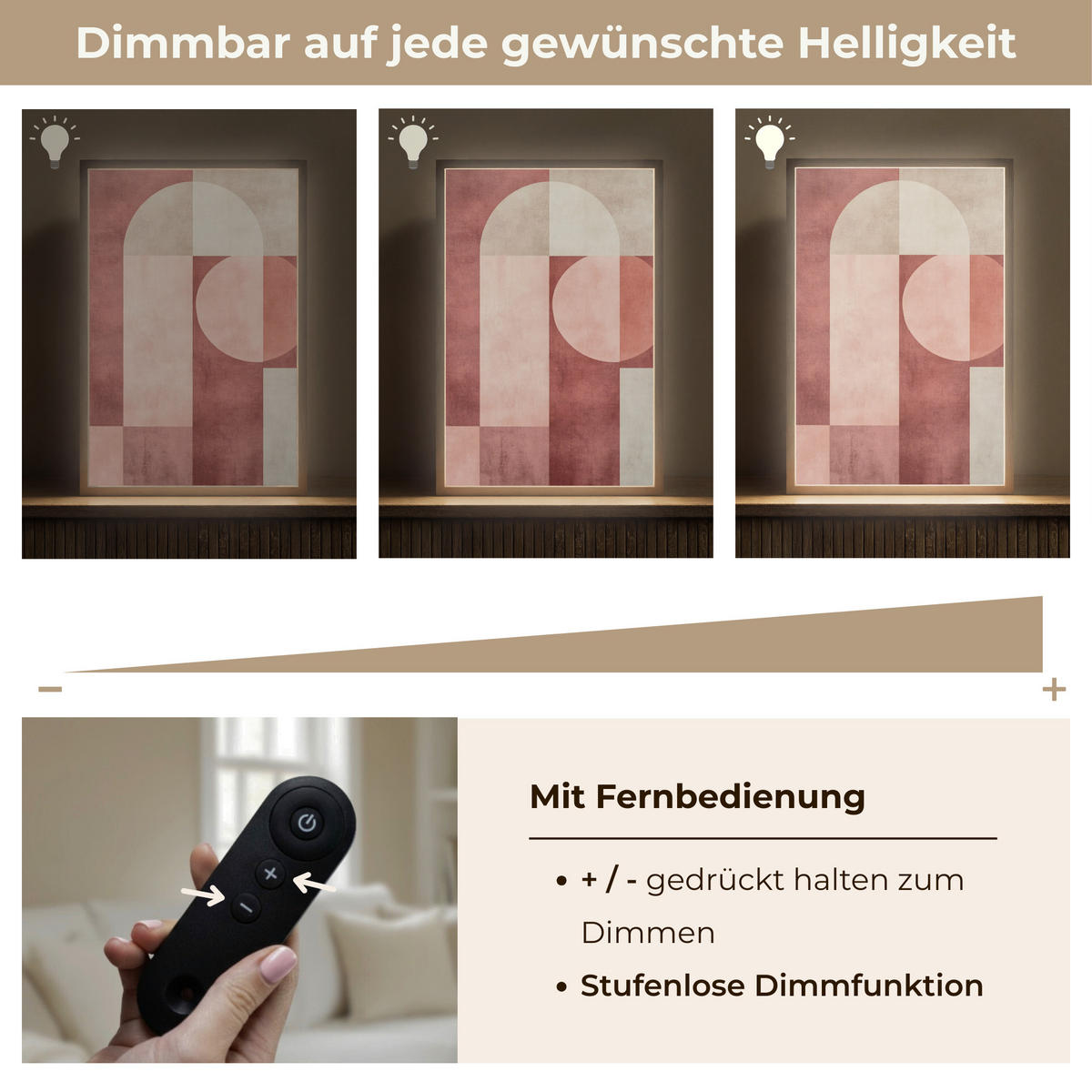 NÁSTĚNNÁ LAMPA S AKUMULÁTOREM Postavy - Abstraktní - Růžová 40x60 cm - starorůžová, kompozitní dřevo (40/60/8cm) - OnlyWow