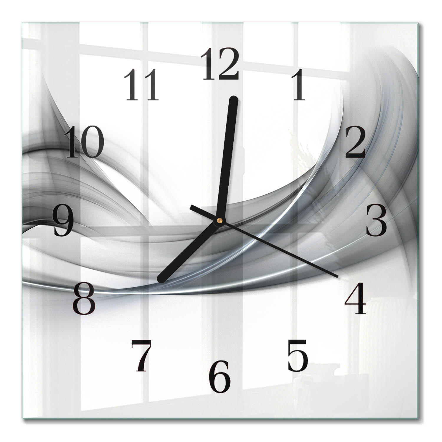 WANDUHR 30x30 cm - Abstraktion - Grau, Glas (30/30/0.4cm) - TULUP