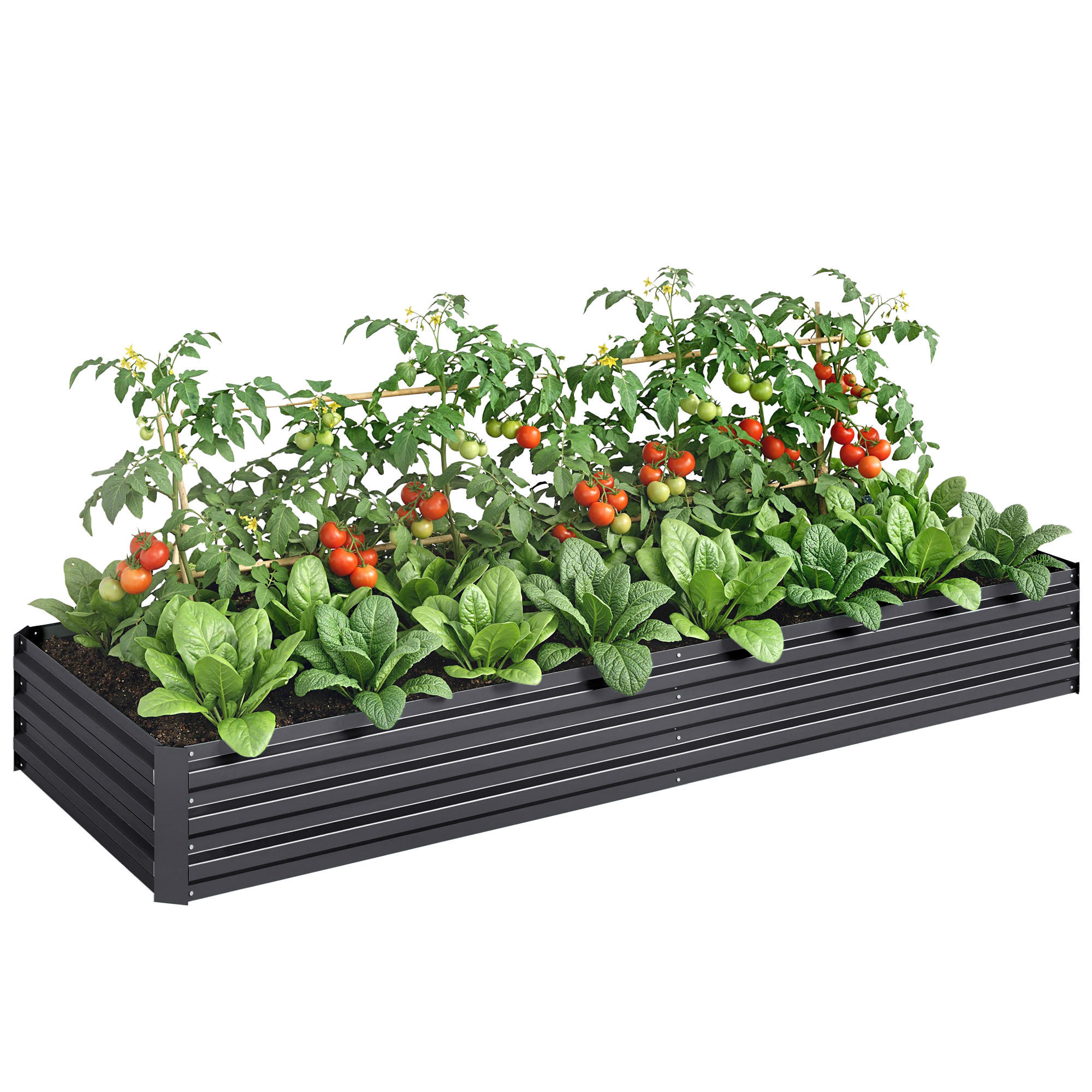 HOCHBEET DE-12210 rechteckig 241/90/30 cm aus Wellblech Grau - Grau, Metall (241/30/90.5cm) - ComfortXL