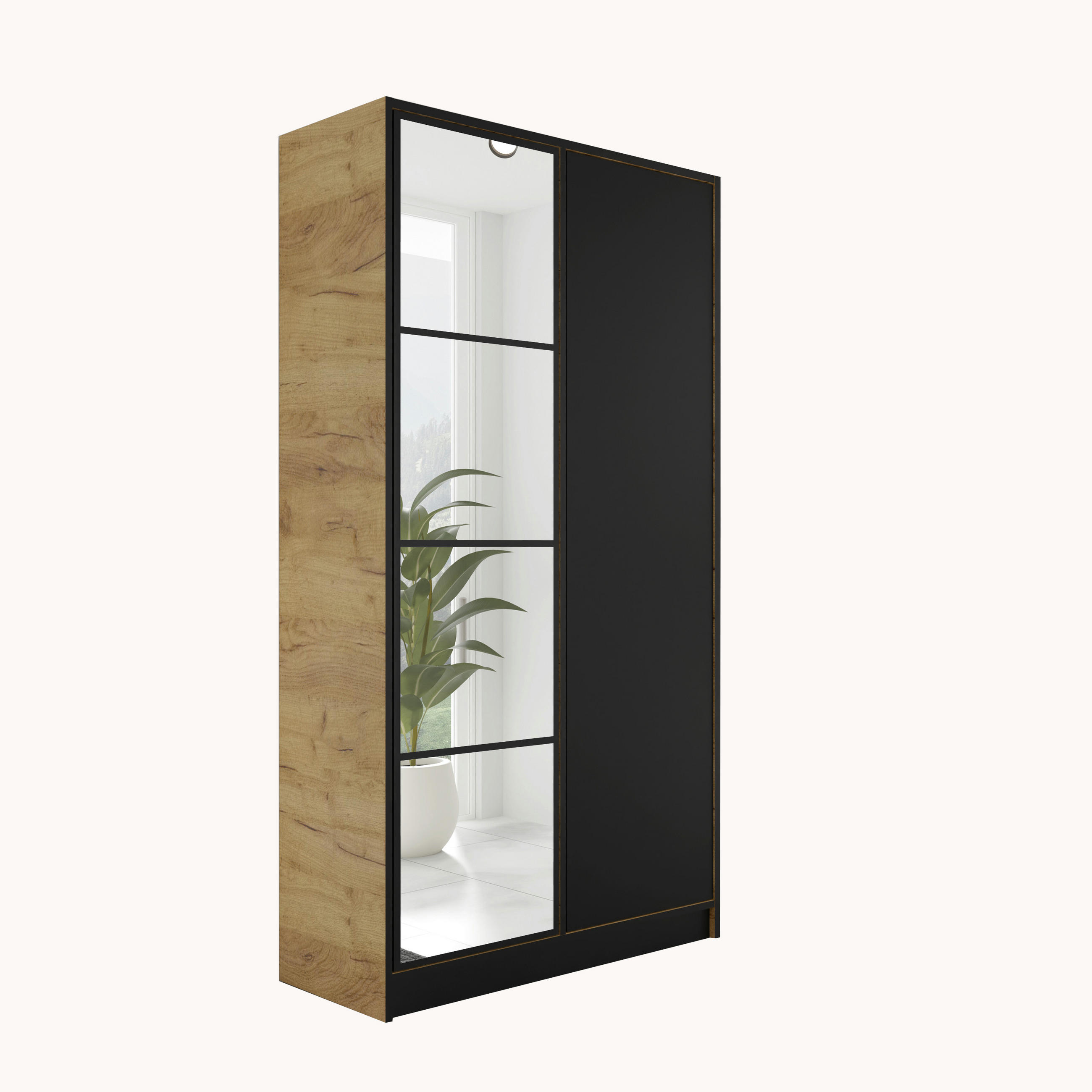 KLEIDERSCHRANK EDEN 2-Türen v4 - 105x205x39 cm - Eiche Craft Gold, Schwarz - Honigeiche/Schwarz, Holzwerkstoff (105/205/39cm) - Kier Furniture