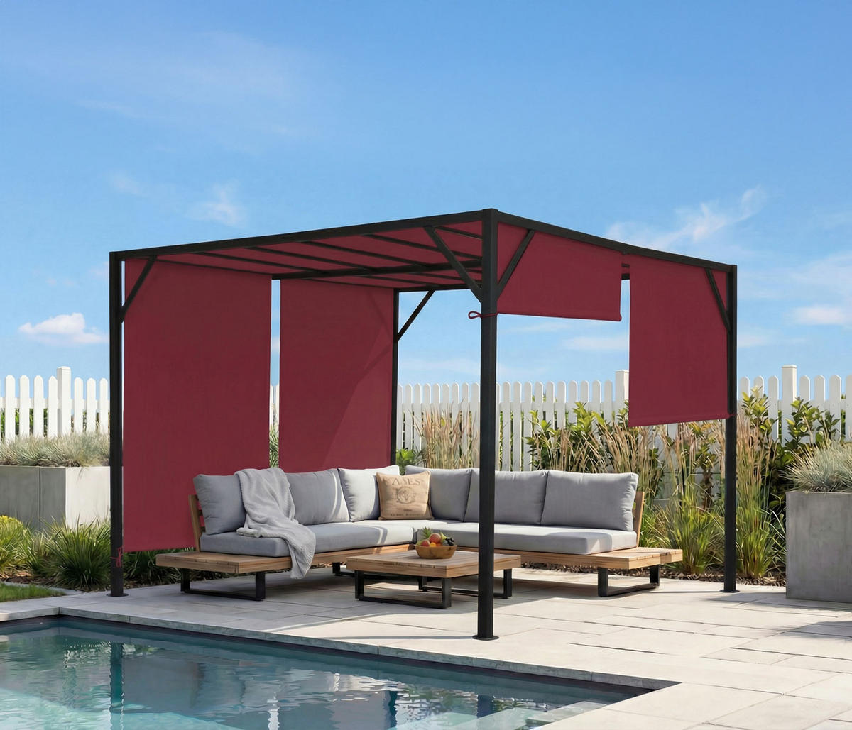 PERGOLA BEJA Bordeaux - Bordeaux, Metall (305/212/305cm) - MCW