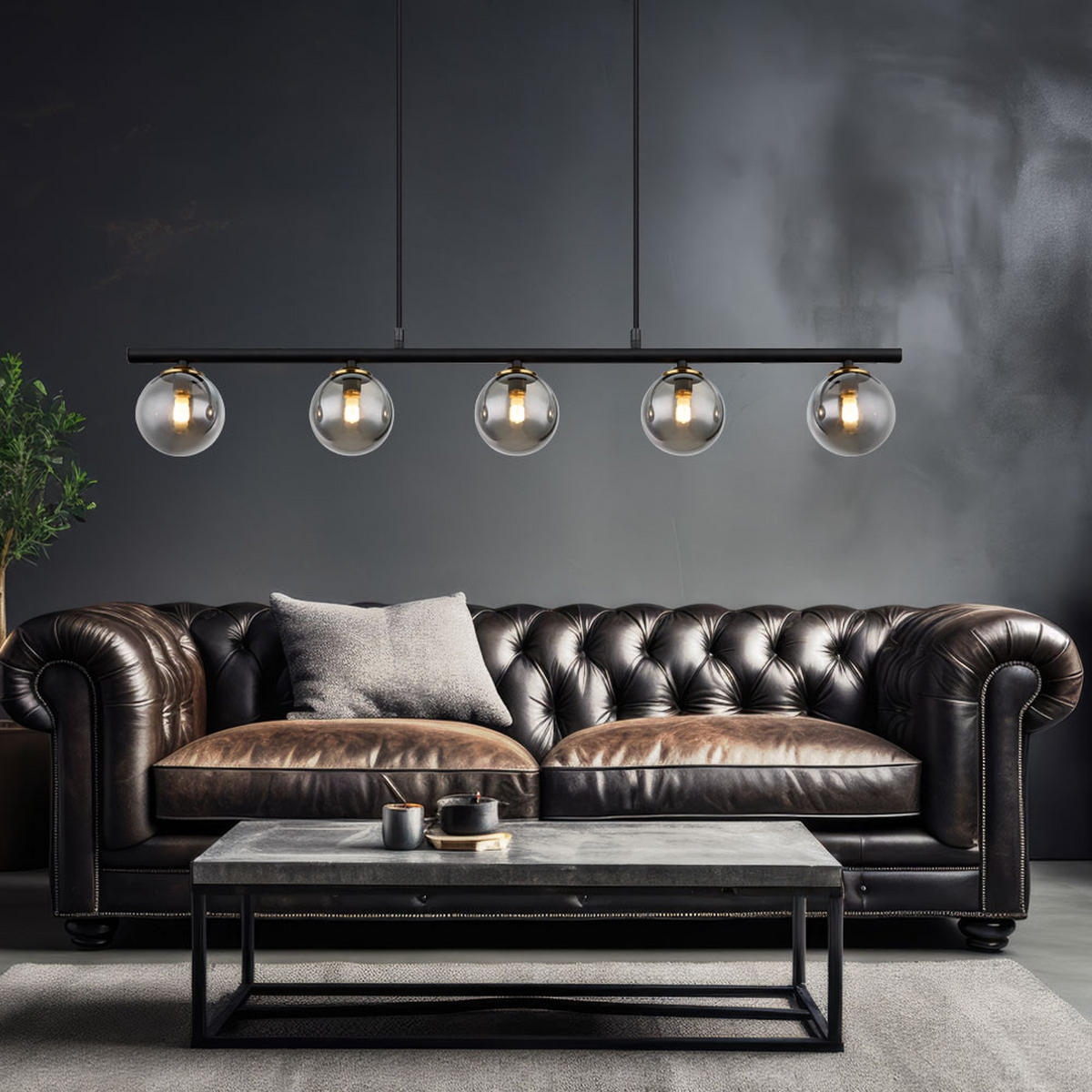 HÄNGELEUCHTE Metall Glas Grau - Grau, Glas (90/10/120cm) - Globo Lighting