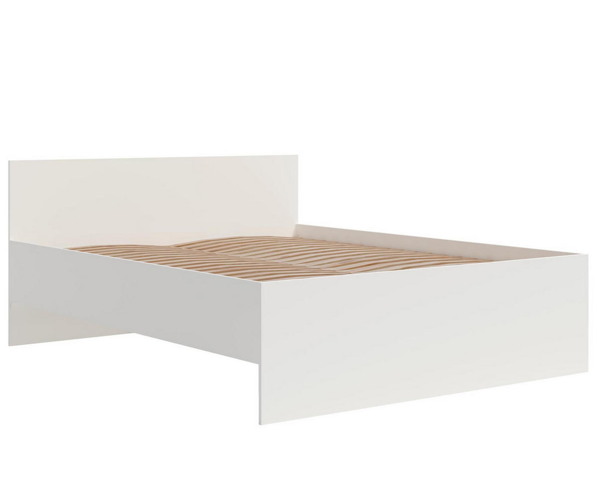 BETT Maxivo Weiß, mit hohem Kopfteil und Holzrahmen - Weiß, Holzwerkstoff (160/200cm) - Bettso