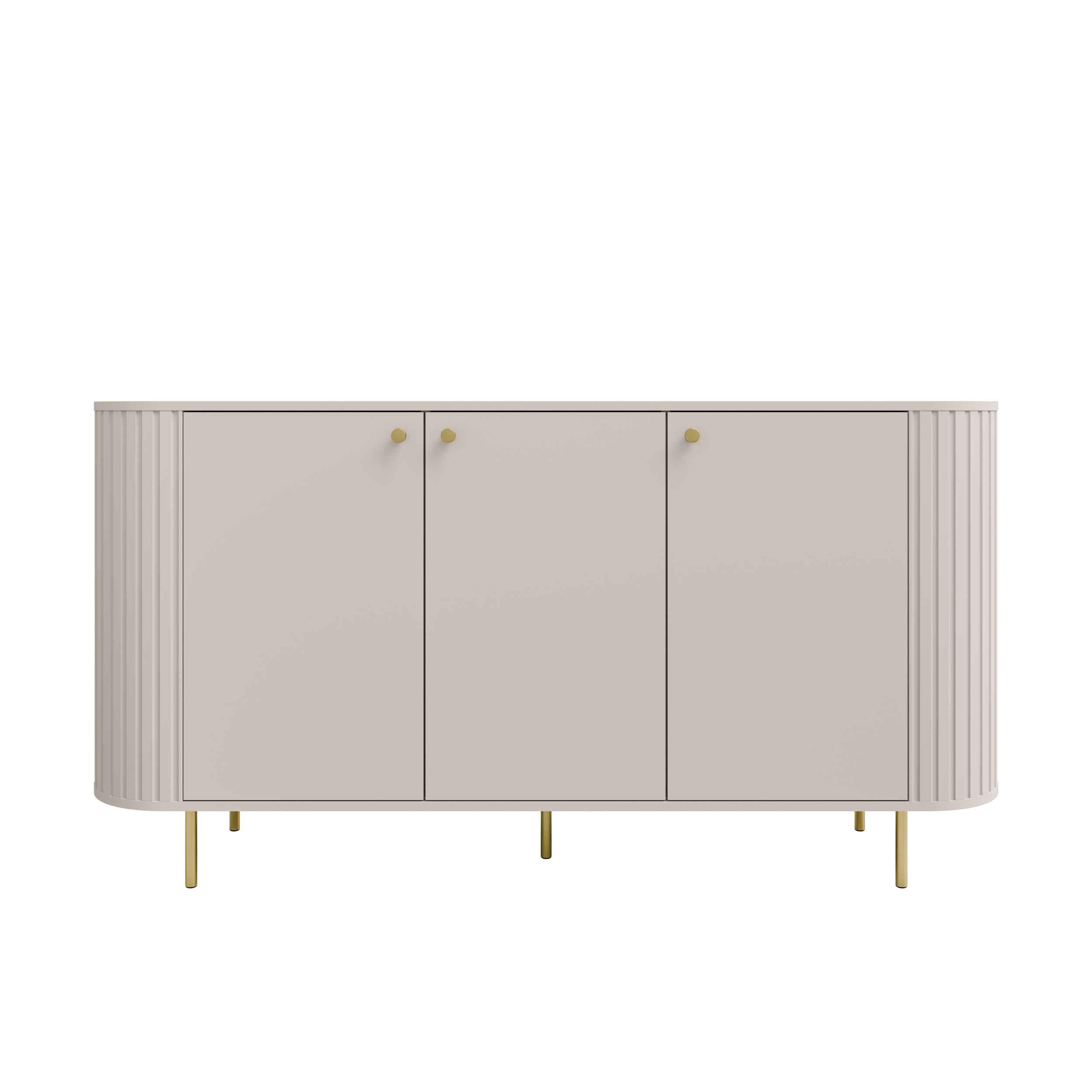 KOMMODE BOLLA 164,6/85,4/42,3cm mit Schubladen 3 Türen Beige - Beige, Holzwerkstoff (164.6/85.4/42.3cm) - MASSENO