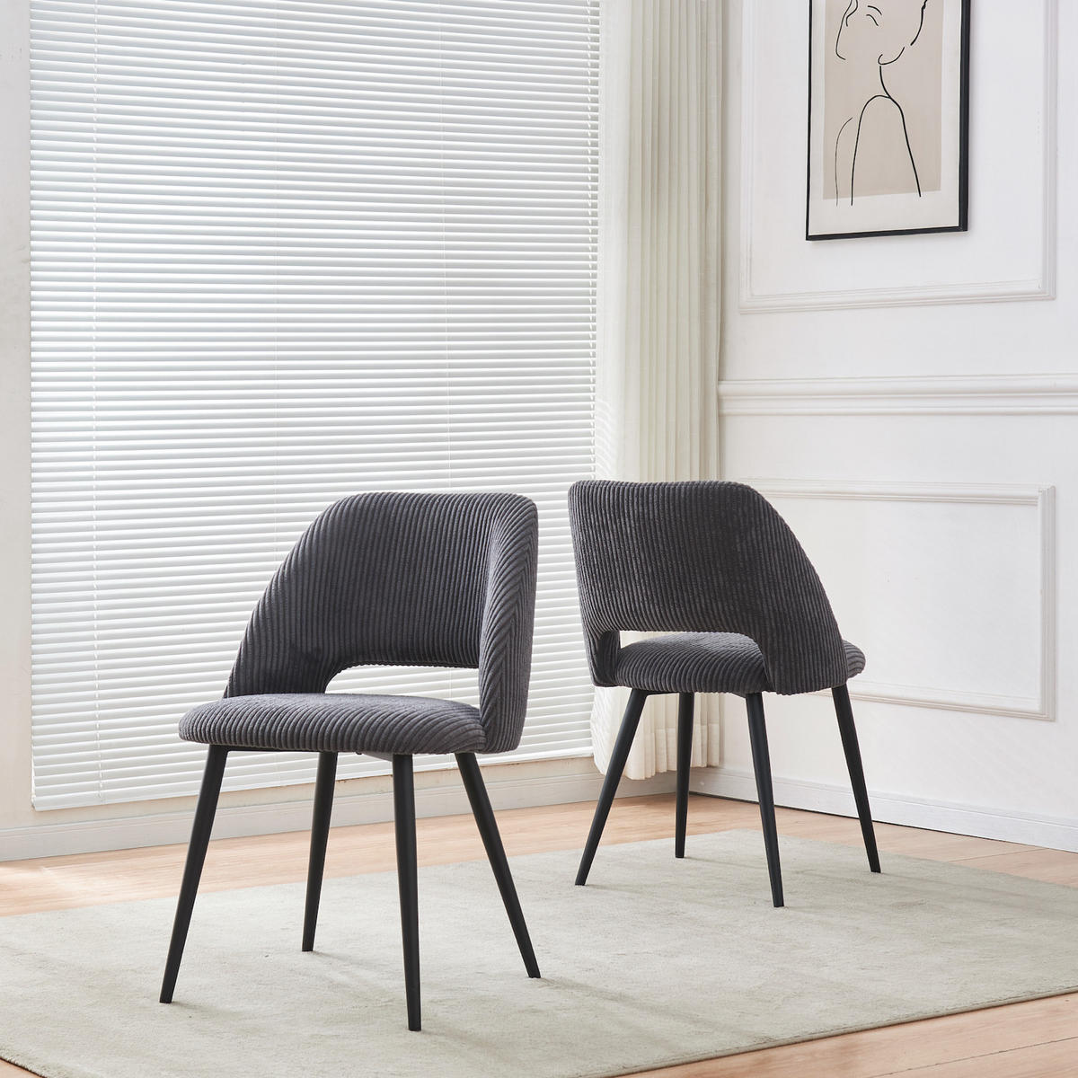 STUHL VICKY Anthrazit 2 Stück - Anthrazit, Textil/Metall (53/80/57cm) - B&D Home