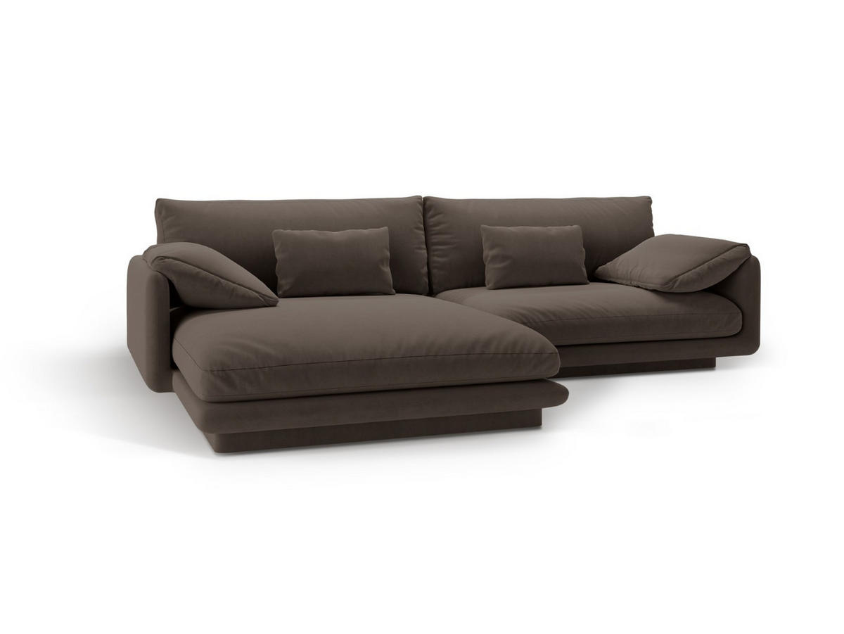 ECKSOFA links Torino aus Samt ebenholz 4 Sitzplätze - Graubraun, Textil (170/250cm) - Micadoni