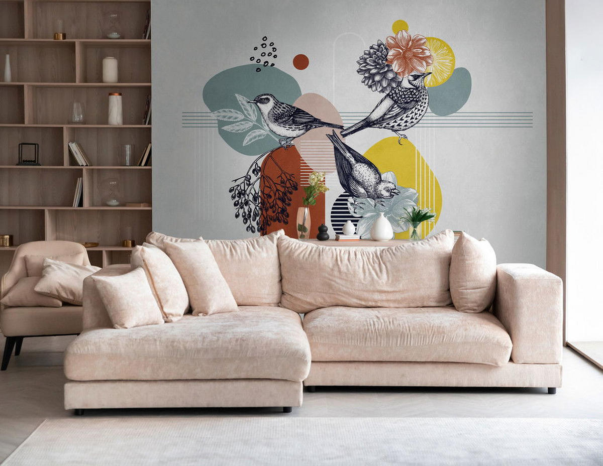 VLIESTAPETE Bunt 371/280 cm - Multicolor/Grau, Textil (371/1cm) - KUNSTLOFT