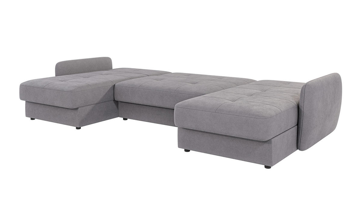 WOHNLANDSCHAFT Lupo Grau Mikrofaser - Schwarz/Grau, Holz/Kunststoff (311/86/147cm) - S-Style Möbel