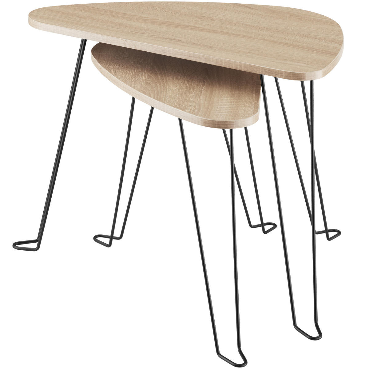 BEISTELLTISCHE 2er Set Richmond,stapelbar,Industrial Holz hell - Naturfarben, Holzwerkstoff (60/38/48cm) - tectake