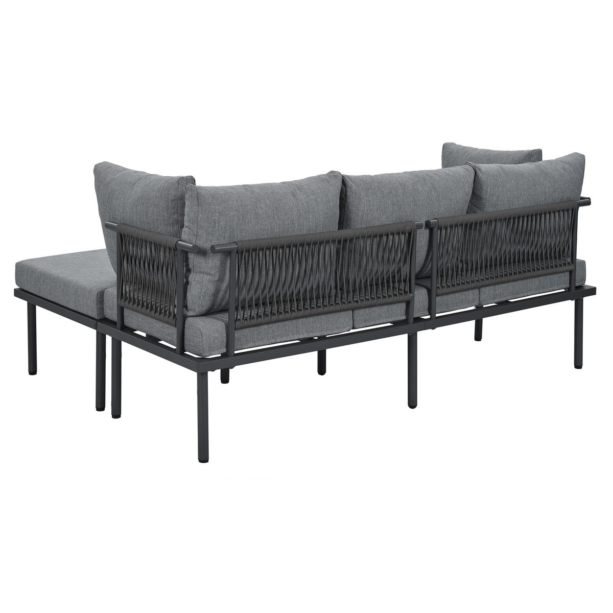 GARTENMÖBEL 173x60x66cm grau aus Olefin und verzinktem Stahl mit Sofaset - Grau, Metall - Modfu