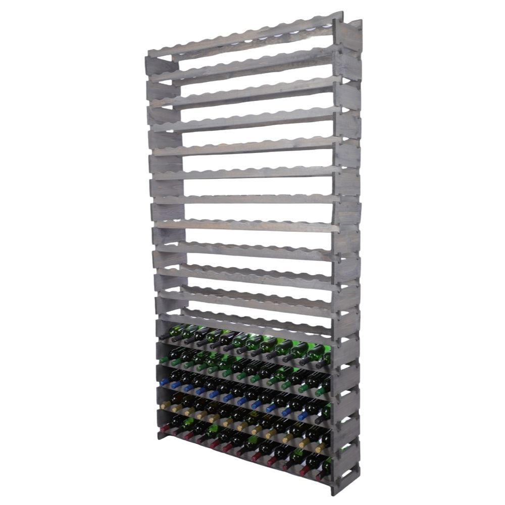 WEINREGAL VINOTECA FLEX PRO HxBxT 233x123x28cm 204 Flaschen auf 17 Ebenen Grau - Grau, Holz (123/233/28cm) - PROREGAL
