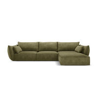 ECKSOFA rechts Kaelle aus Chenille-Stoff grün 4 Sitzplätze - Grün, Textil (171/308cm) - Micadoni