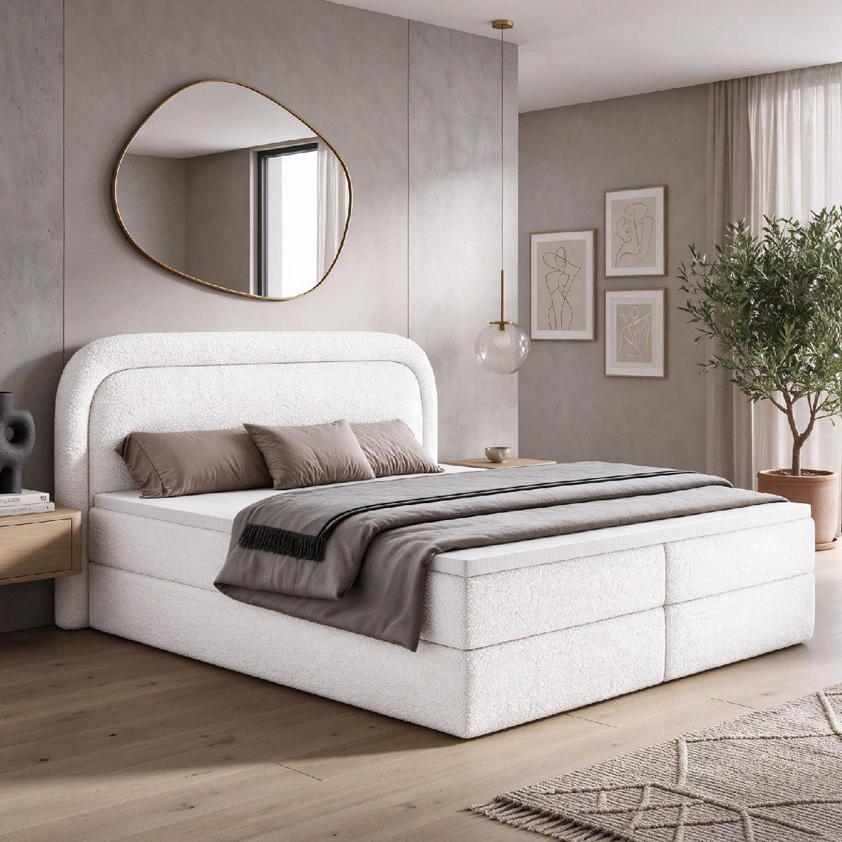 BOXBETT Bonito mit Topper 200x200 Weiß - Weiß, Textil (200/200cm) - Luxkor24