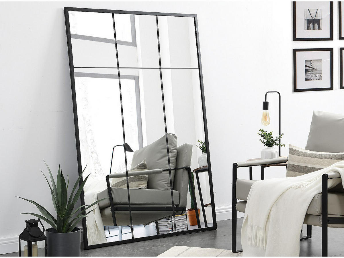 SPIEGEL Fenster Industriell - Eisen - 105 x 150 cm - Schwarz - BELLAGIO - Schwarz, Metall (105/150/2cm) - Vente-Unique