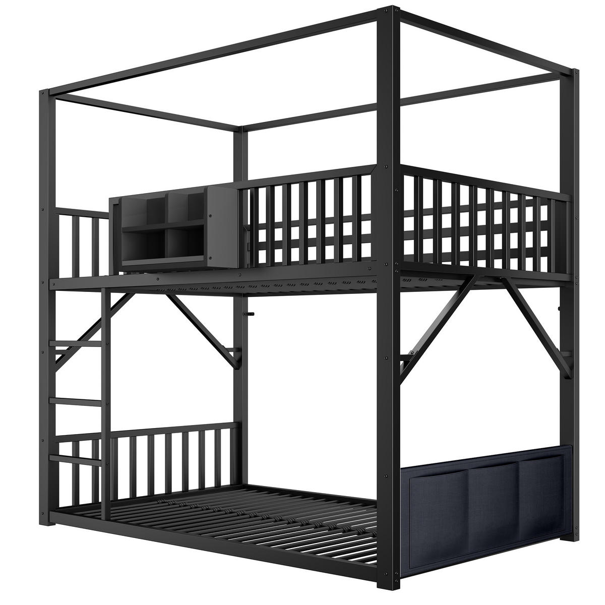 ETAGENBETT 90/200 cm Metall mit Dachdesign, DE-41590, in Schwarz - Schwarz, Metall (90/200cm) - ComfortXL