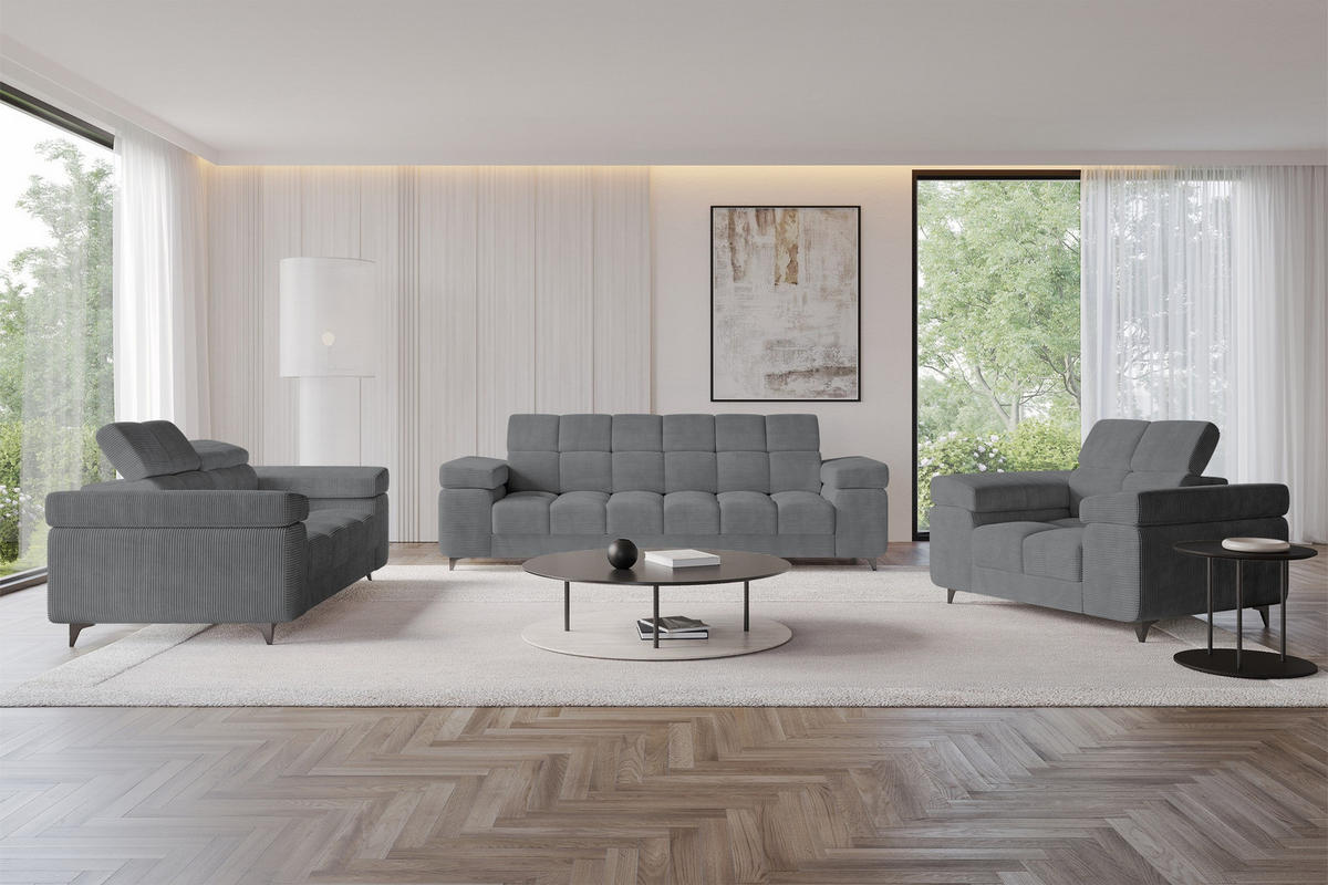 SOFA 2-Sitzer LORD-S1 194x97x90 cm Dunkelgrau Cord - Dunkelgrau, Holzwerkstoff/Textil (194/90/97cm) - ALTDECOR