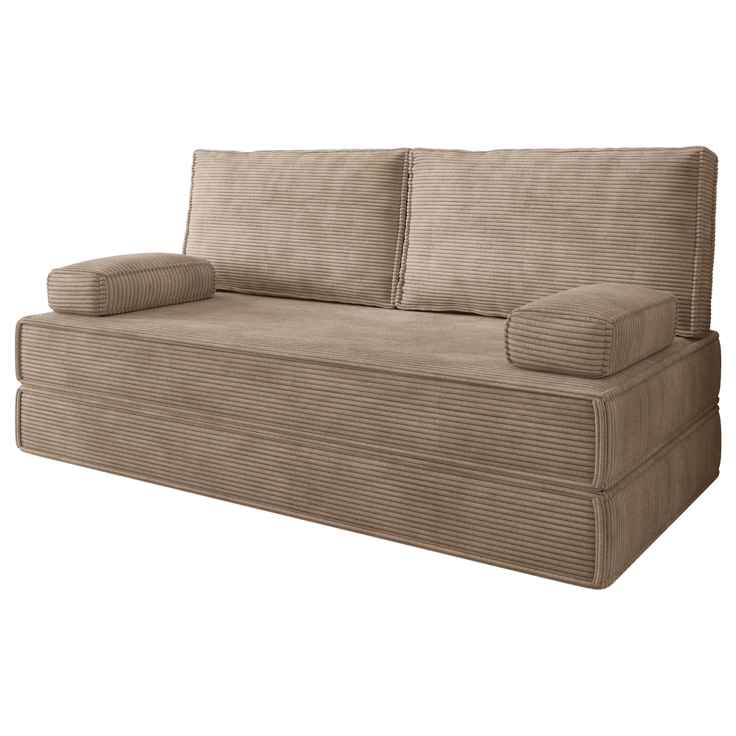 BETTSOFA SILAR aus Schaumstoff Cordstoff Beige Schlaffunktion - Beige, Textil (170/86/80cm) - MASSENO
