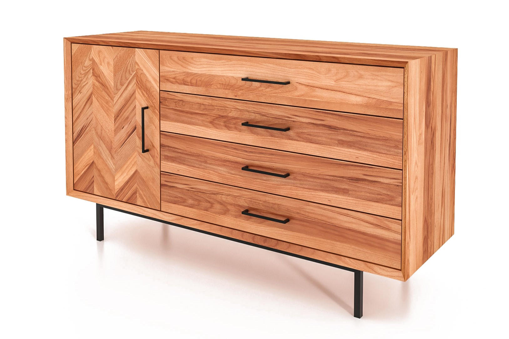 KOMMODE BREIT LEON Kernbuche - Kernbuche, Holz (144/80/45cm) - byoak