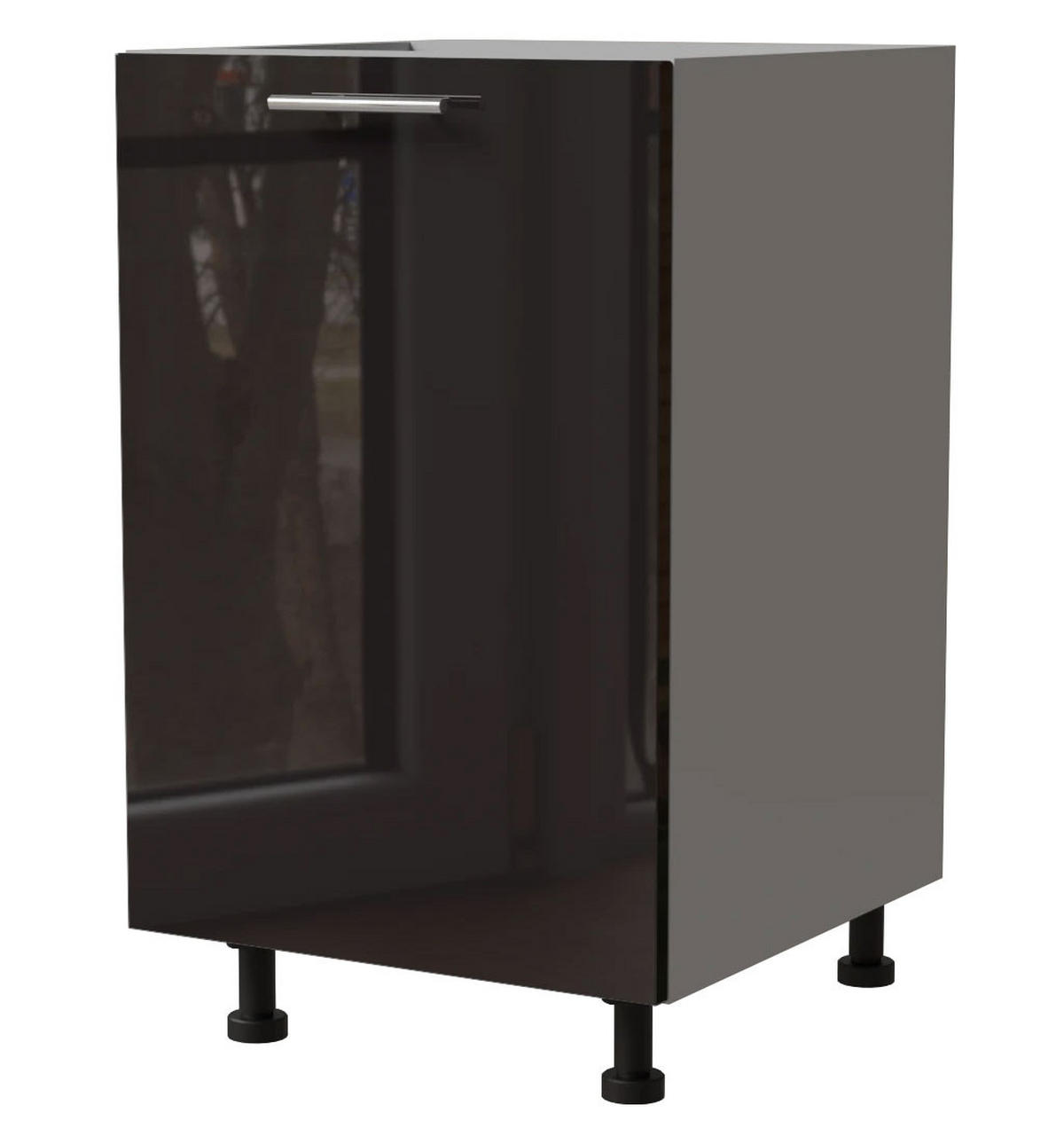 KÜCHENUNTERSCHRANK Essen D1D/50 Schwarz Hochglanz / Grau Matt 50 / 50 / 82cm - Schwarz Hochglanz/Schwarz, Holz/Holzwerkstoff (50/82/50cm) - Feldmann-Wohnen