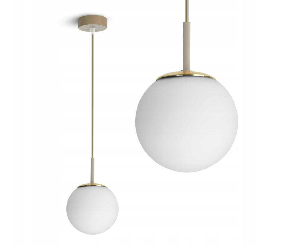 PENDELLEUCHTE ECRU II - Beige/Goldfarben, Glas/Metall (14/14/100cm) - kiki design