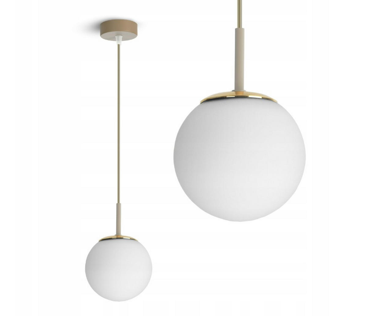 PENDELLEUCHTE ECRU II - Beige/Goldfarben, Glas/Metall (14/14/100cm) - kiki design