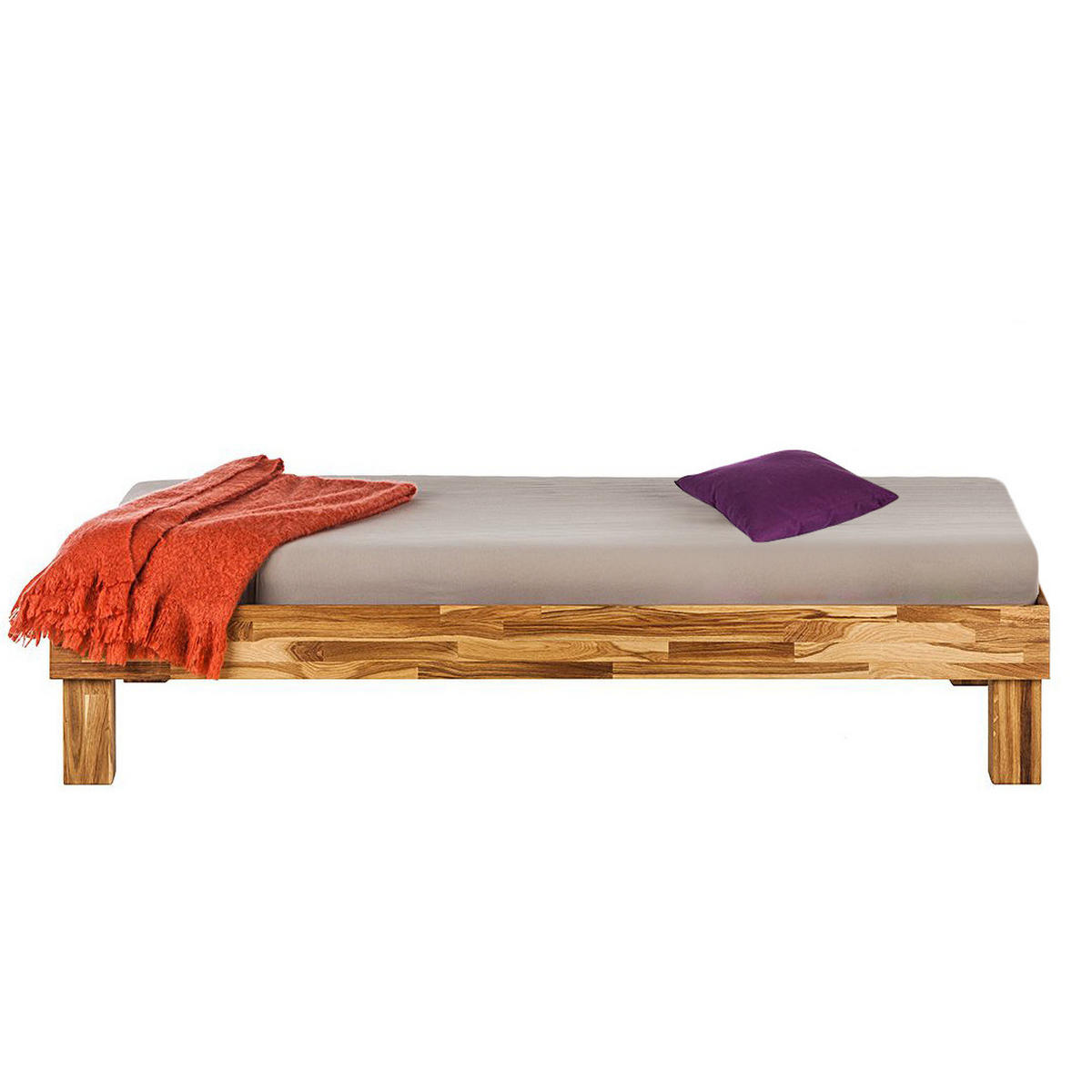 BETT - Massivholz - Eichefarben, Holz (90/200cm) - home24