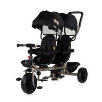 GESCHWISTERDREIRAD Hip Hop black Schiebegriff, Sitze 360° drehbar, Gurte - Schwarz, Metall (131/49/95cm) - Babyshoppen