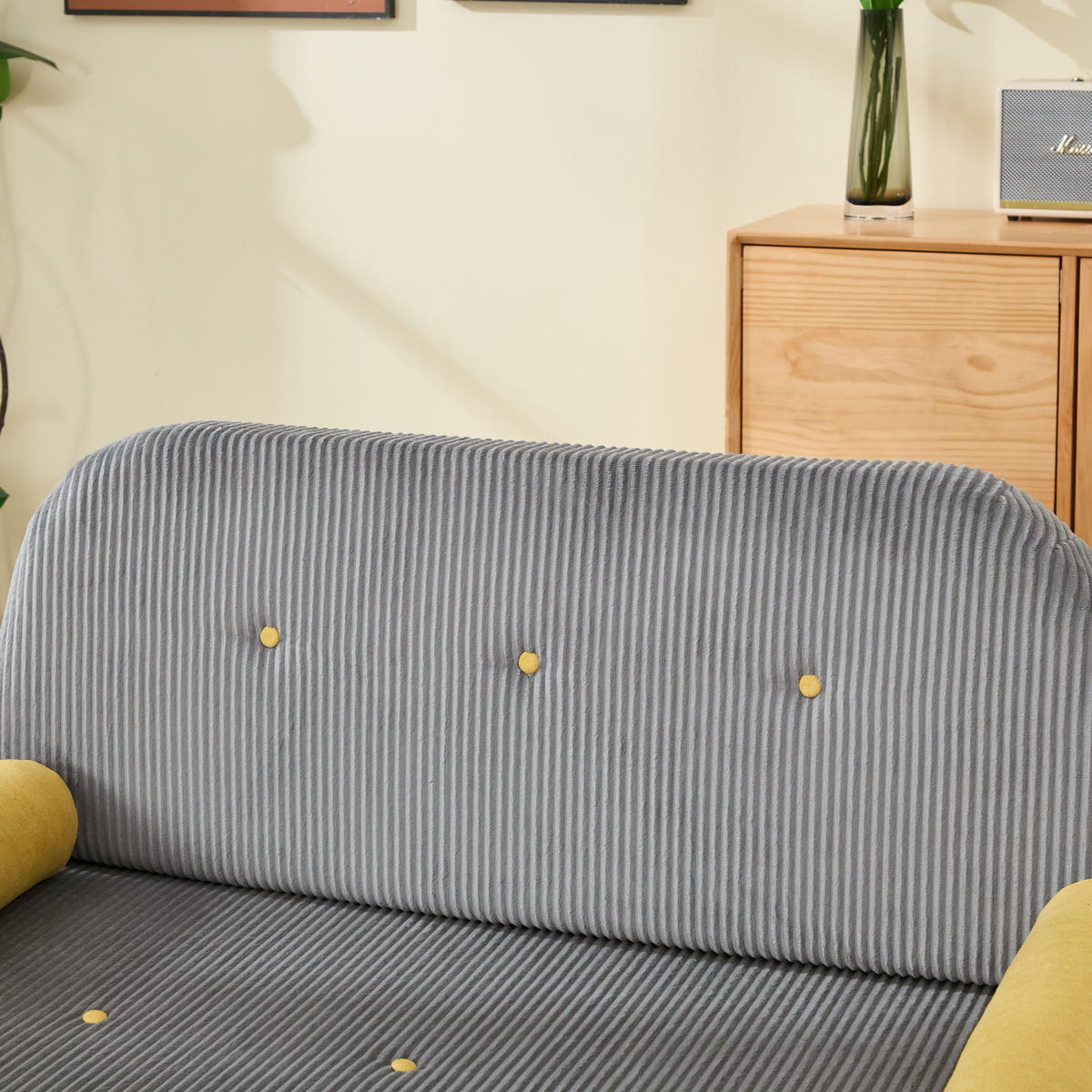 2-SITZER SCHLAFSOFA Cord Grau mit verstellbarer Rückenlehne und 2 Kissen - Grau, Kunststoff/Textil (133.5/85/77cm) - WISHDOR