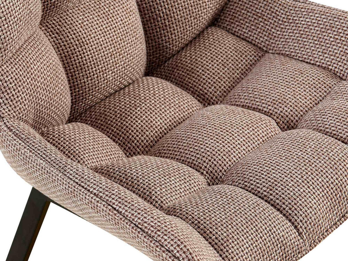 STUHL 2er Set Stoff Terrabraun - Dunkelbraun/Schwarz, Textil/Metall (58/84/57cm) - CLP