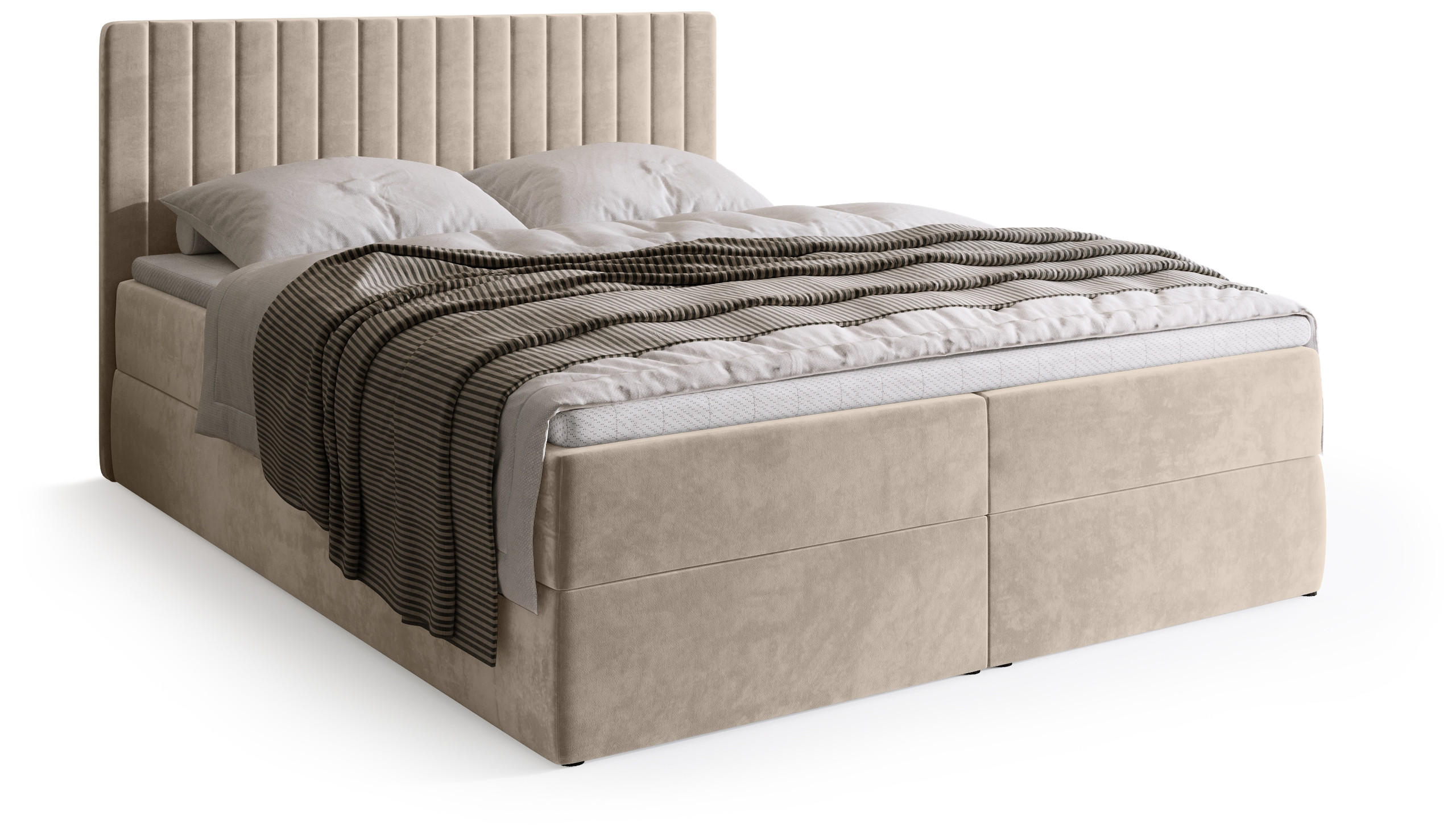 BOXBETT DREAM mit Topper 160x200 Beige - Beige, Textil (160/200cm) - Bromarkt