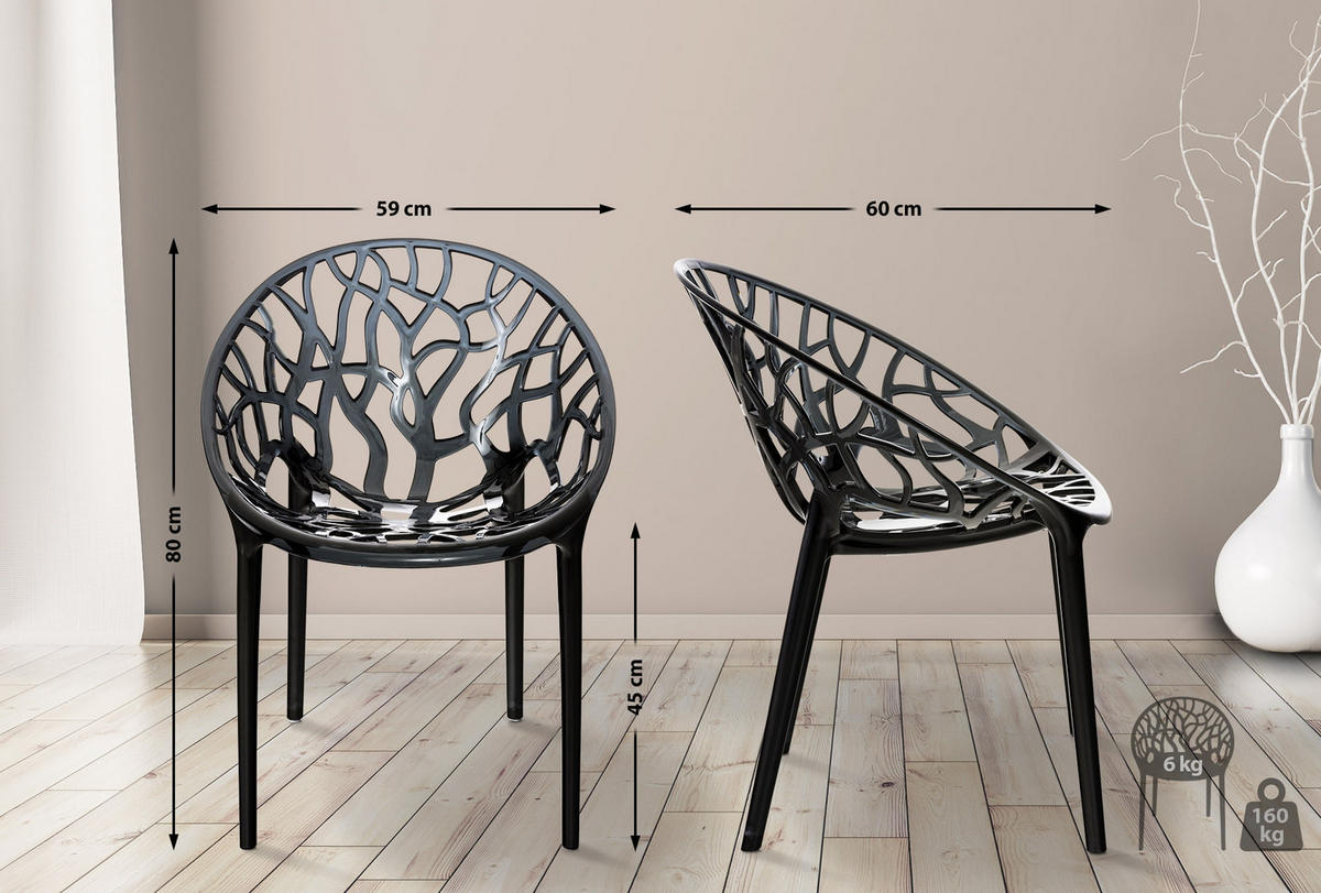 GARTENSTUHL Kunststoff schwarz - Schwarz, Kunststoff (59/80/60cm) - CLP