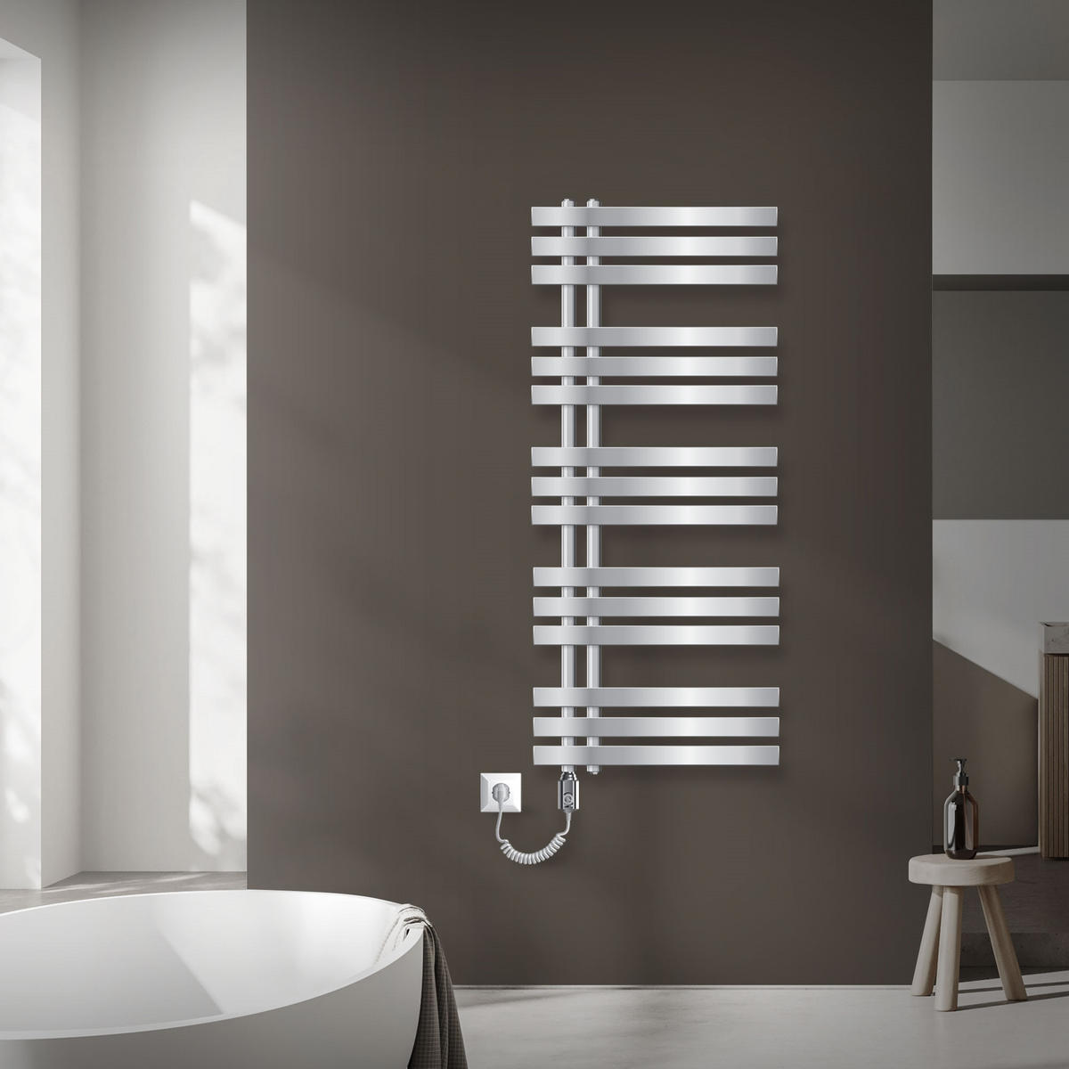 BADHEIZKÖRPER elektrisch Iron EM 500x1200 mm Chrome mit Heizstab 900W - Chromfarben, Metall (50/120/3cm) - LuxeBath