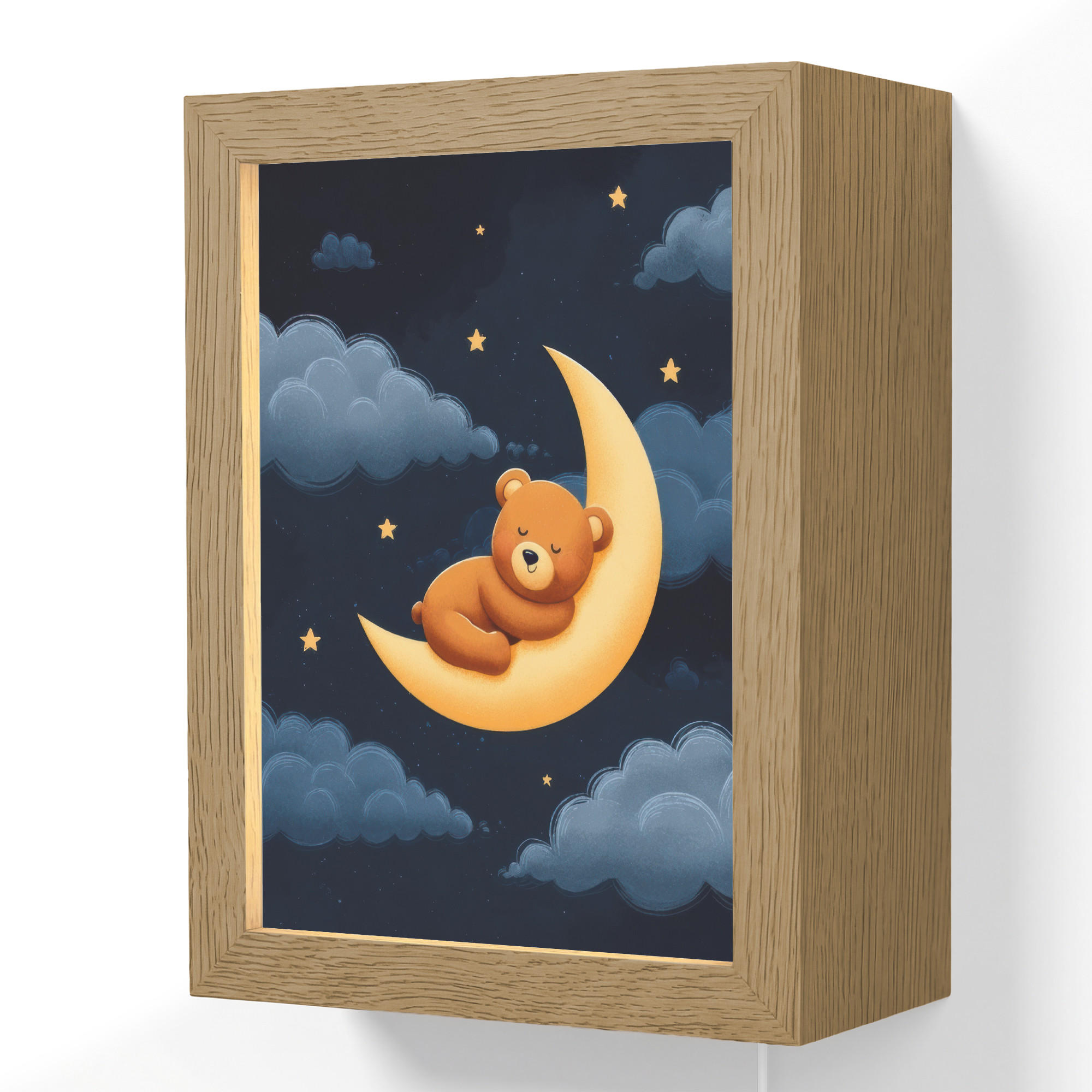 OnlyWow NÁSTĚNNÁ LAMPA Medvídek - Měsíc - Mraky - Hvězdy 15x20 cm