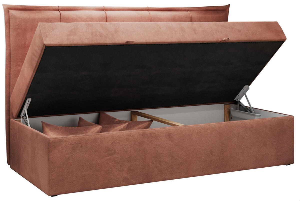 BOXBETT BANCO 90/200 Hellrosa Velvet hydrophob - H3 - Hellrosa, Holz/Textil (90/200cm) - MKS
