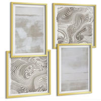 BILDER SET 4er Set - 50x50 cm & 40x60 cm Goldrahmen - Abgenutzte Texturen, moderner Stil - Goldfarben, Kunststoff (50/50cm) - TULUP