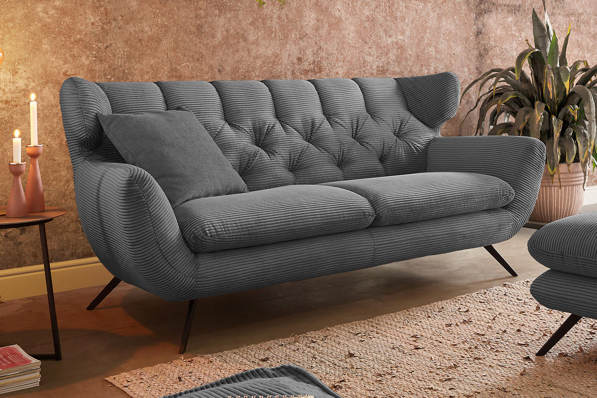 SITZGRUPPE CHARME Grau - Grau, Textil (200/94/95cm) - KAWOLA