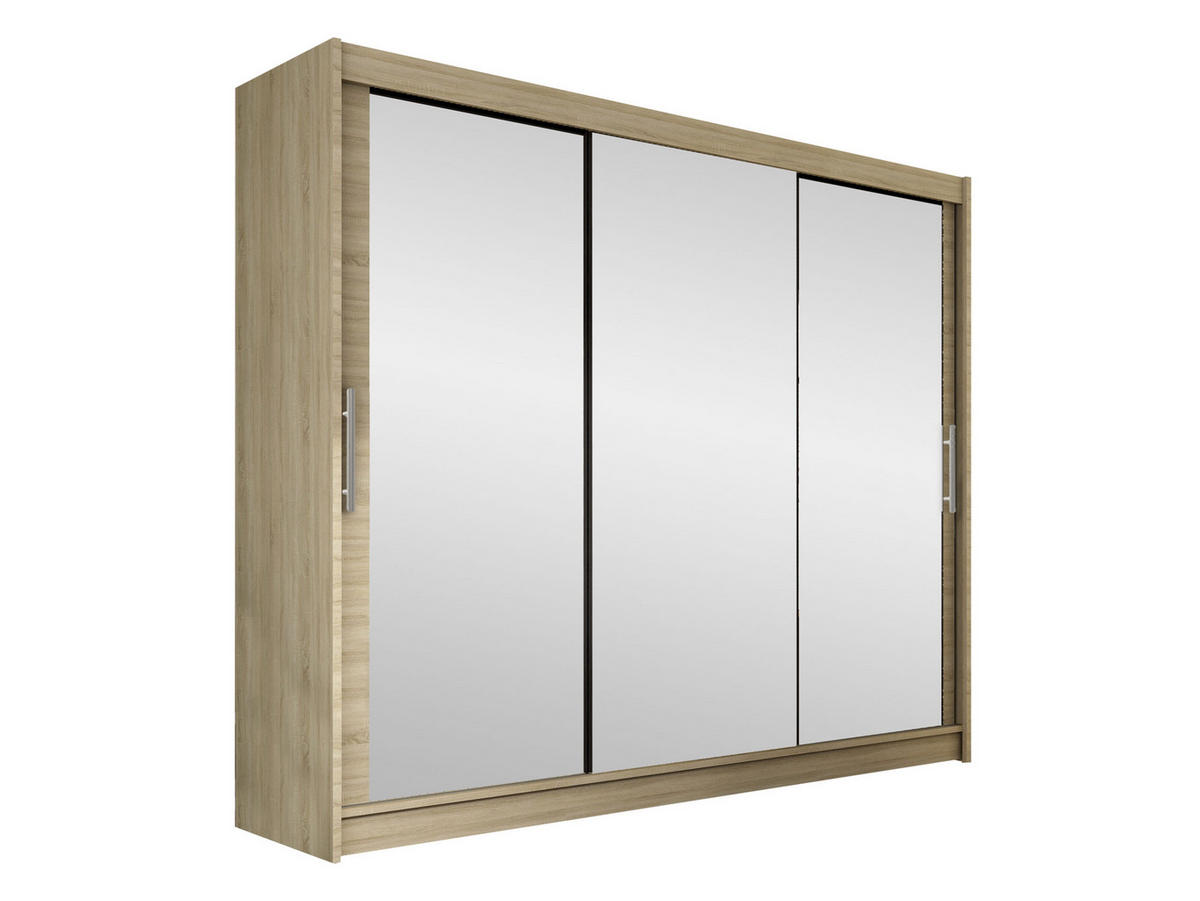 KLEIDERSCHRANK Aston III - Silberfarben/Sonoma Eiche, Holzwerkstoff/Kunststoff (250/215/58cm) - MIRJAN24